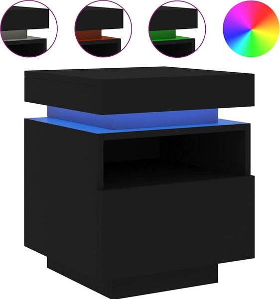 VidaXL Noční stolky s LED osvětlením 2 ks 40x39x48,5 cm [836785] Barva: Černá
