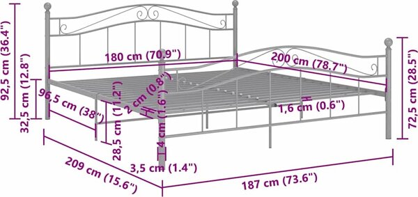 VidaXL Rám postele kov 180 x 200 cm [325003] Barva: Černá