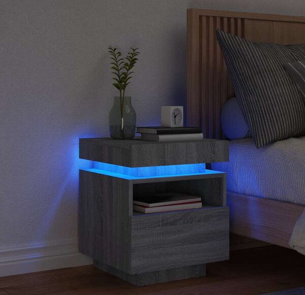 VidaXL Noční stolek s LED osvětlením 40 x 39 x 48,5 cm [836794] Barva: Betonová šedá