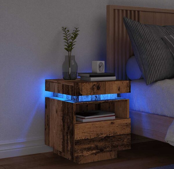VidaXL Noční stolek s LED osvětlením 40 x 39 x 48,5 cm [836794] Barva: Staré dřevo