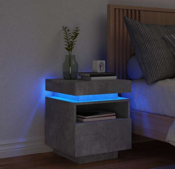 VidaXL Noční stolek s LED osvětlením 40 x 39 x 48,5 cm [836794] Barva: Betonová šedá