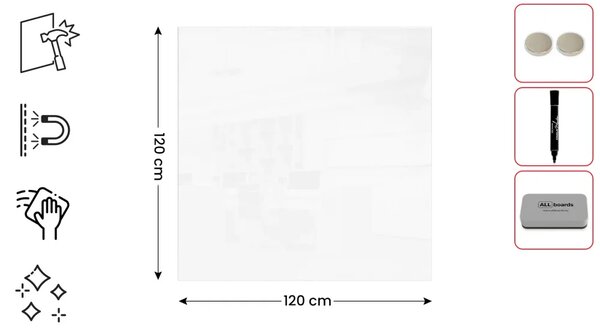 Skleněná tabule 120 x 120 cm ALLboards PREMIUM TSO120x120