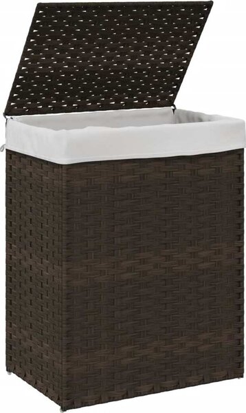VidaXL Koš na prádlo s víkem 46 x 33 x 60 cm polyratan [372032] Barva: Černá