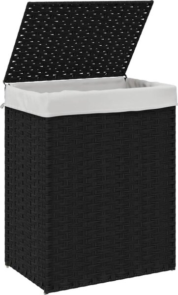 VidaXL Koš na prádlo s víkem 46 x 33 x 60 cm polyratan [372032] Barva: Černá