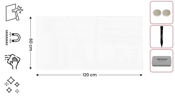 Skleněná tabule ALLboards PREMIUM 120x60 cm,TSO120x60