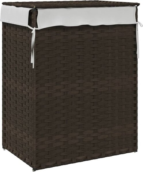 VidaXL Koš na prádlo s víkem 46 x 33 x 60 cm polyratan [372032] Barva: Černá