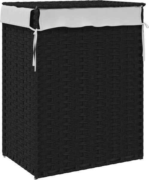 VidaXL Koš na prádlo s víkem 46 x 33 x 60 cm polyratan [372032] Barva: Černá