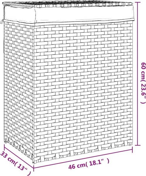 VidaXL Koš na prádlo s víkem 46 x 33 x 60 cm polyratan [372032] Barva: Černá