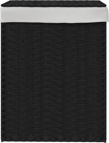 VidaXL Koš na prádlo s víkem 46 x 33 x 60 cm polyratan [372032] Barva: Černá