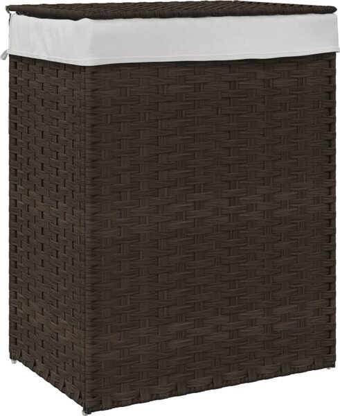 VidaXL Koš na prádlo s víkem 46 x 33 x 60 cm polyratan [372032] Barva: Černá