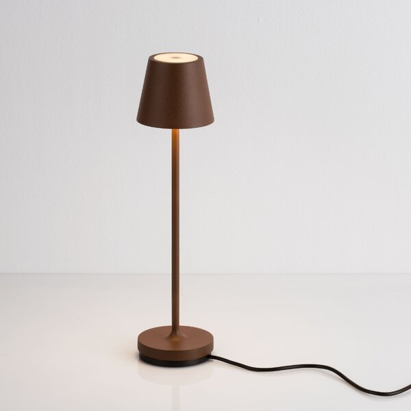Hnědá kovová nabíjecí stolní LED lampa Nova Luce Petit