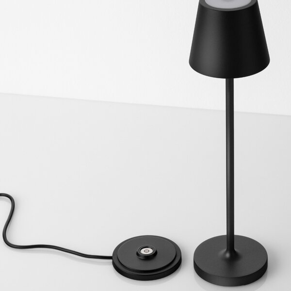 Antracitově šedá kovová nabíjecí stolní LED lampa Nova Luce Petit