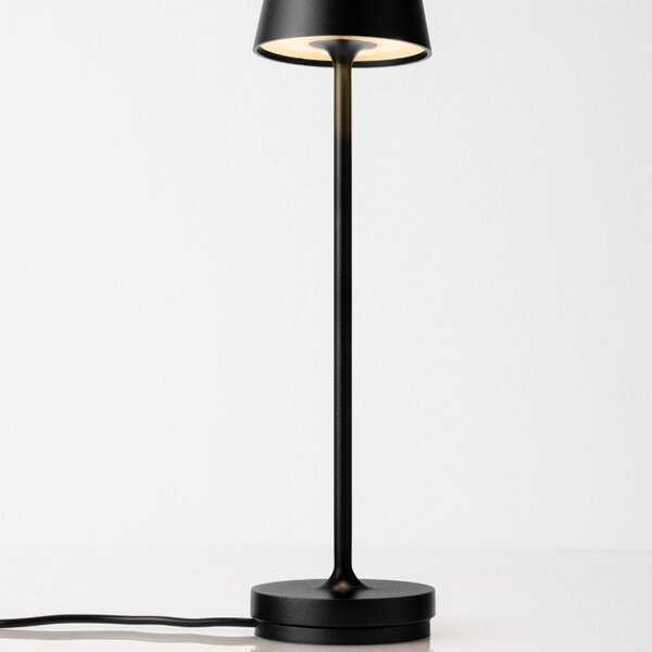 Černá kovová nabíjecí stolní LED lampa Nova Luce Petit