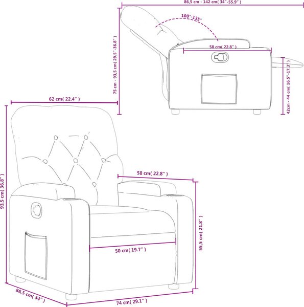 VidaXL Polohovací křeslo textil [372484] Barva: Černá