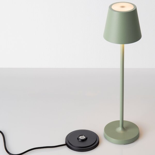Zelená kovová nabíjecí stolní LED lampa Nova Luce Petit