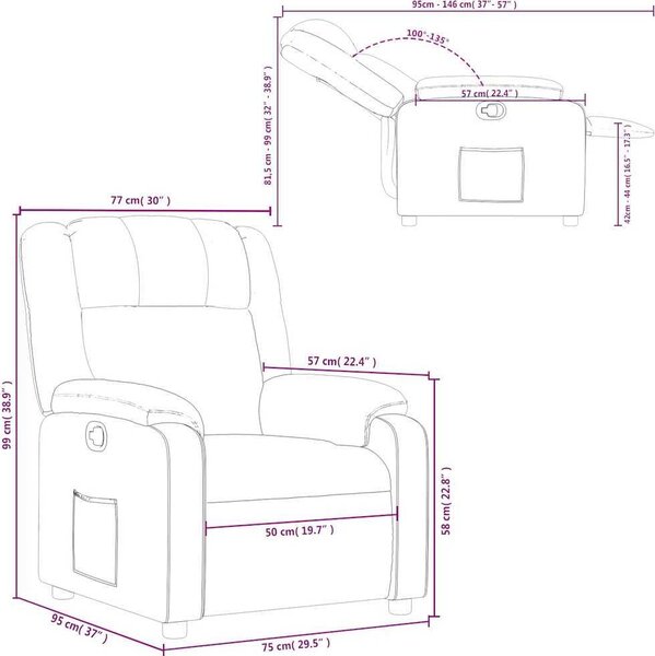 VidaXL Polohovací křeslo textil [373536] Barva: Hnědá
