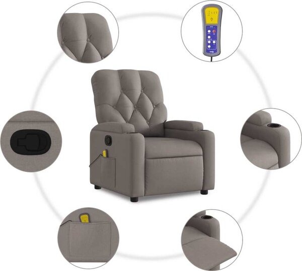 VidaXL Masážní polohovací křeslo textil [372499] Barva: Tmavě šedá