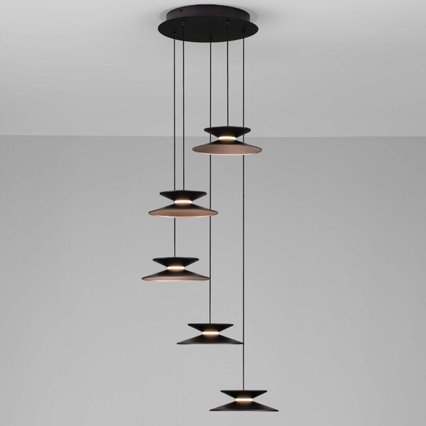 Černé kovové závěsné LED světlo Nova Luce Morfi 42 cm