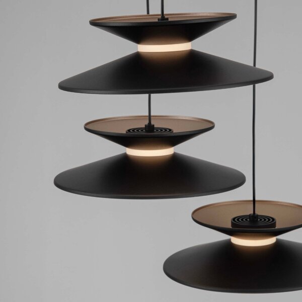 Černé kovové závěsné LED světlo Nova Luce Morfi 42 cm