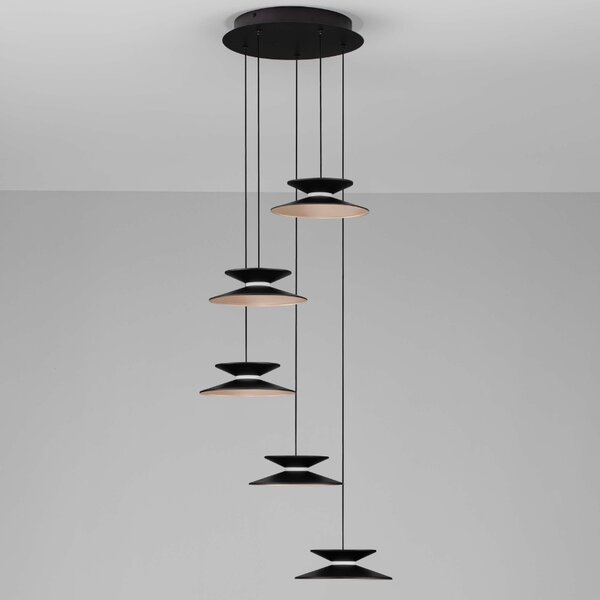 Černé kovové závěsné LED světlo Nova Luce Morfi 42 cm
