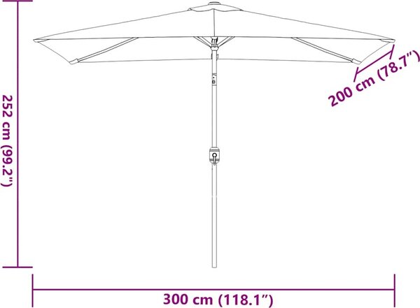 VidaXL Slunečník 200 x 300 cm pískově obdélníkový [44503] Barva: antracitová