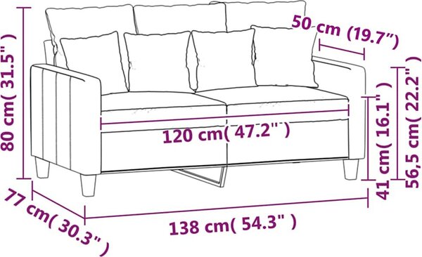 VidaXL 2místná pohovka 120 cm samet [359296] Barva: Tmavě šedá