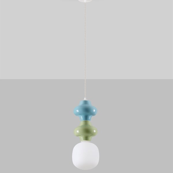 Modro-zelené závěsné světlo Nova Luce Clio 18 cm