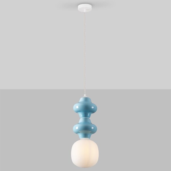 Modré závěsné světlo Nova Luce Clio 18 cm