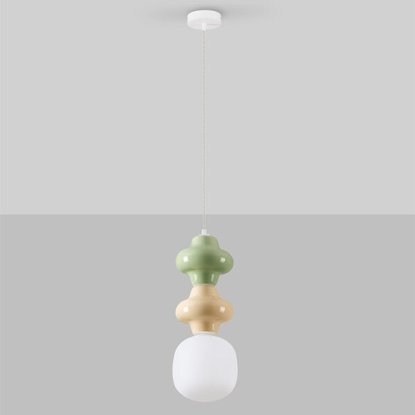 -25 % Dny MOMENTI– Zeleno-žluté závěsné světlo Nova Luce Clio 18 cm