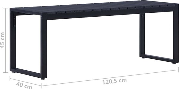 VidaXL Zahradní lavice 120,5 cm PS deska černá [49492]