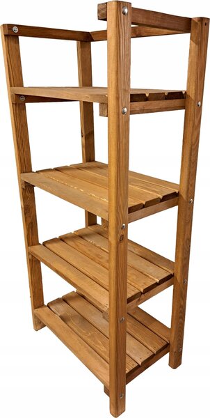 HolzGarden Devný Regál 56x120x35 cm Nosnost 100 kg Borovicové dřevo Impregnovaný Barva Teak Regál Do Sklepa Garáe Skladu