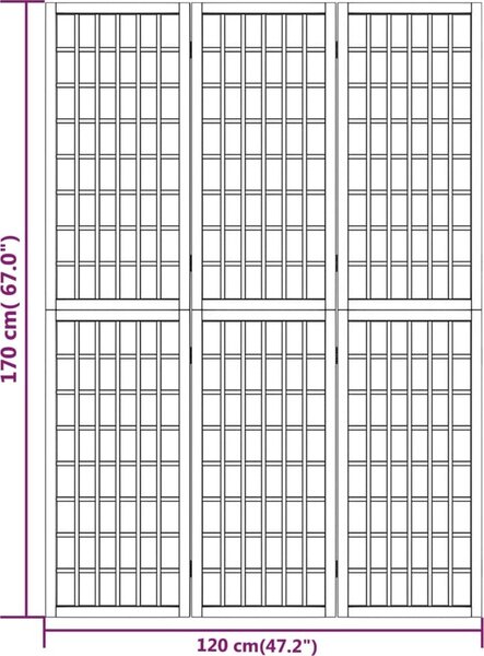 VidaXL Skládací 3dílný paraván v japonském stylu 120 x 170 cm [352087] Barva: Bílá