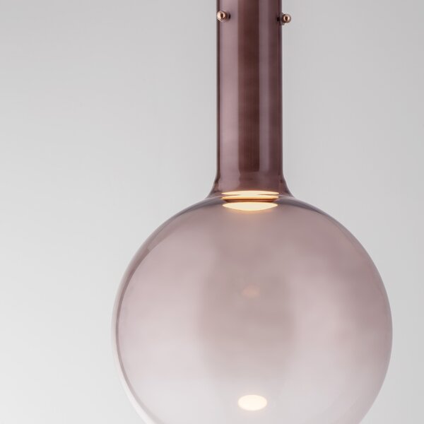 Hnědé skleněné závěsné LED světlo Nova Luce Nostos 25 cm
