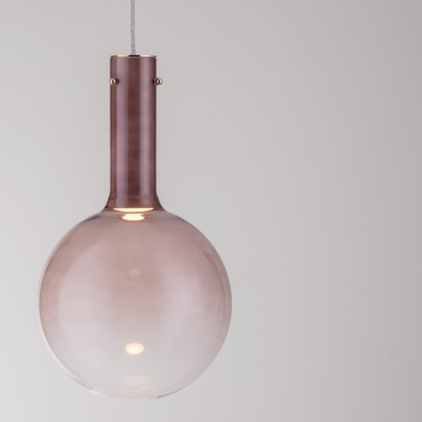 Hnědé skleněné závěsné LED světlo Nova Luce Nostos 25 cm