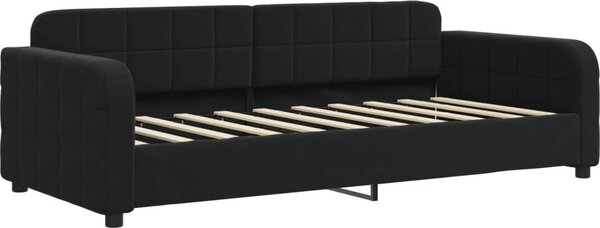 VidaXL Válenda s přistýlkou a zásuvkami 90 x 190 cm samet [3196992] Barva: Černá