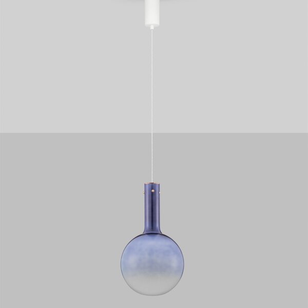Modré skleněné závěsné LED světlo Nova Luce Nostos 25 cm