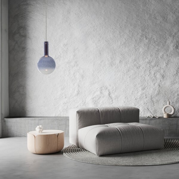 Modré skleněné závěsné LED světlo Nova Luce Nostos 25 cm