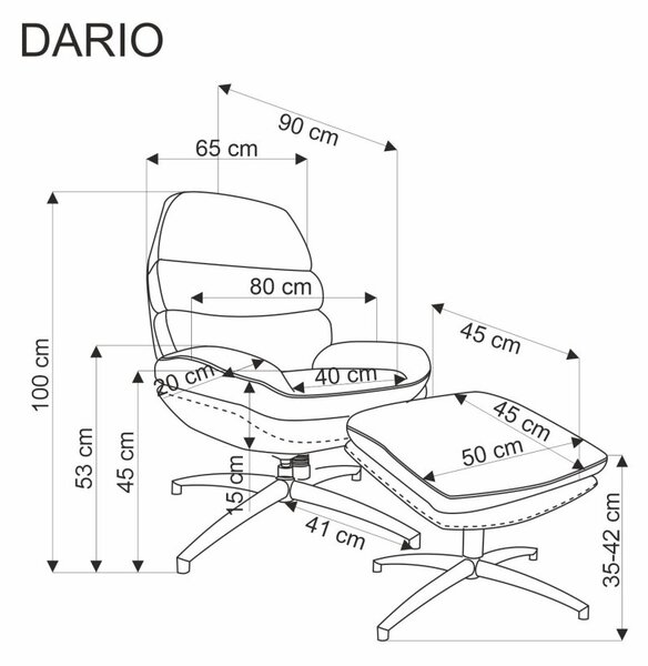 Halmar Křeslo DARIO s podnožkou modré