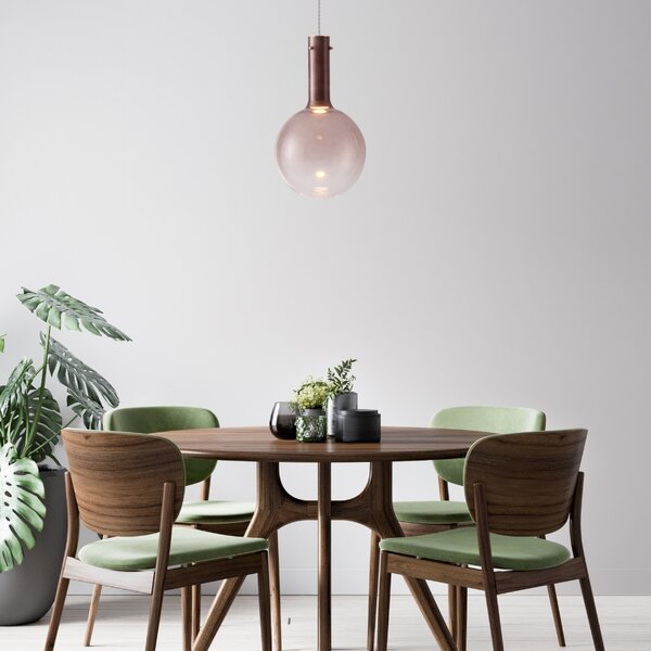 Hnědé skleněné závěsné LED světlo Nova Luce Nostos 25 cm