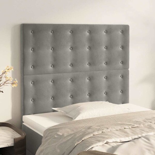 VidaXL Čelo postele 90x5x118/128 cm sametové [3116803] Barva: světle šedá