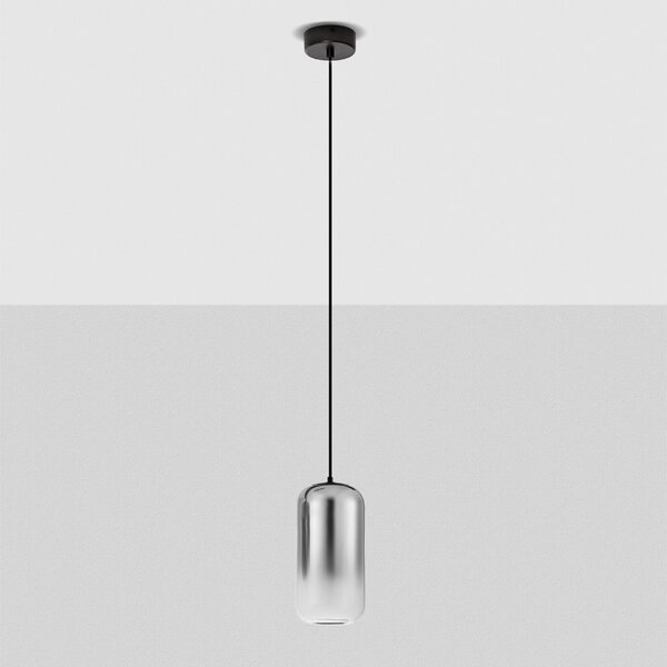Kouřově šedé skleněné závěsné LED světlo Nova Luce Aelia 10 cm