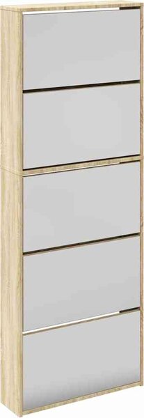 VidaXL Botník se zrcadlem 5patrový 63 x 17 x 169,5 cm [273937] Barva: Bílá