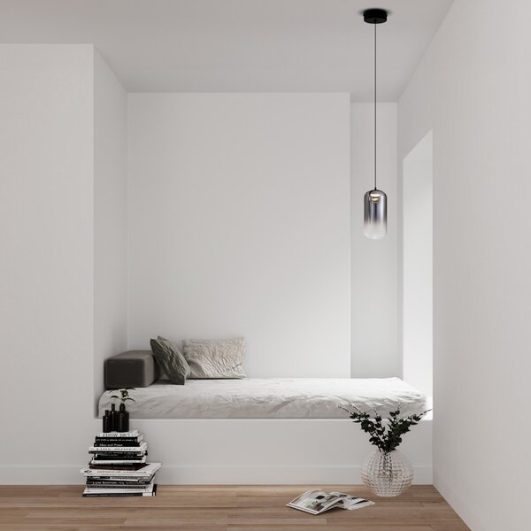 Kouřově šedé skleněné závěsné LED světlo Nova Luce Aelia 10 cm