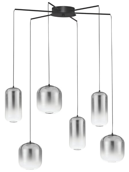 Kouřově šedé skleněné závěsné LED světlo Nova Luce Aelia 72 cm