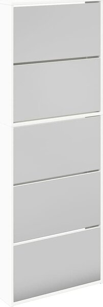 VidaXL Botník se zrcadlem 5patrový 63 x 17 x 169,5 cm [273937] Barva: Bílá