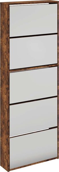 VidaXL Botník se zrcadlem 5patrový 63 x 17 x 169,5 cm [273937] Barva: Bílá