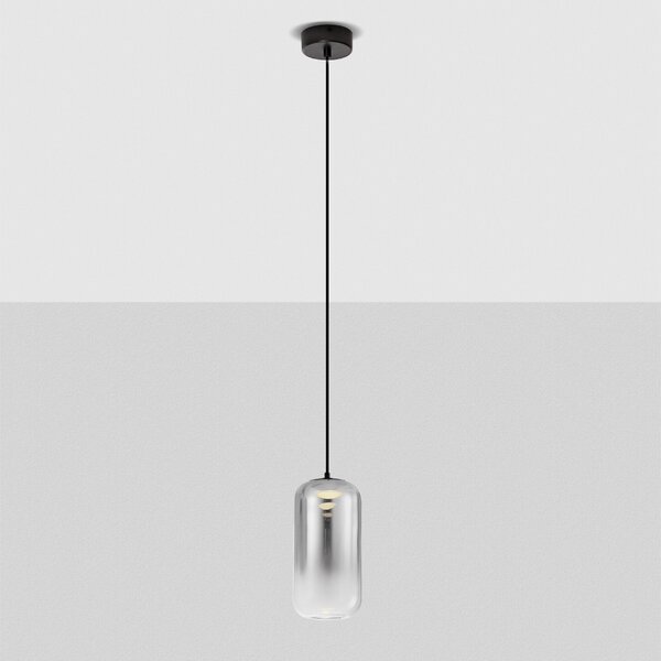 Kouřově šedé skleněné závěsné LED světlo Nova Luce Aelia 10 cm