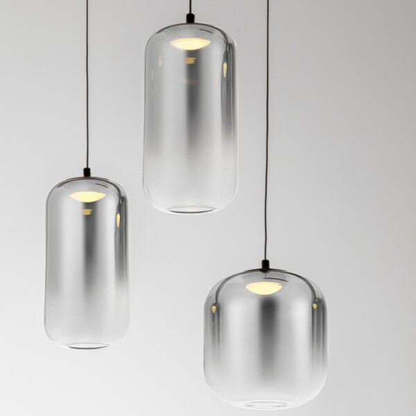Kouřově šedé skleněné závěsné LED světlo Nova Luce Aelia 72 cm