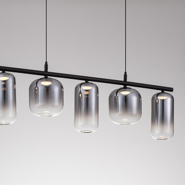 Kouřově šedé skleněné závěsné LED světlo Nova Luce Aelia 95 cm
