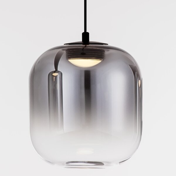 Kouřově šedé skleněné závěsné LED světlo Nova Luce Aelia 14 cm